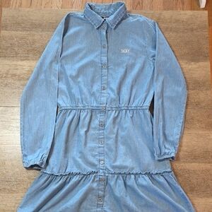 DKNY Chambray Button-Down Dress- Girls Size L